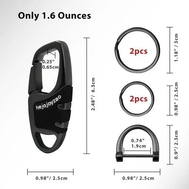 Alt view image 5 of 7 - Keychain with Carabiner Clip, 4 Heavy Duty Key Rings and D Ring for Men's Car Key Fob Holder Fits Belt Loops