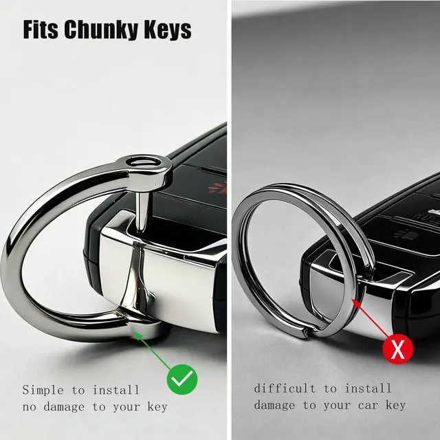 Alt view image 7 of 7 - Keychain with Carabiner Clip, 4 Heavy Duty Key Rings and D Ring for Men's Car Key Fob Holder Fits Belt Loops