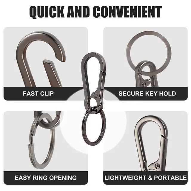 Alt view image 3 of 6 - 4Pcs Keychain for Car Keys, Metal Key Chain Carabiner for Keys, Key Chain Holder Clip Key Organizer Key Ring