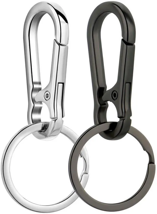 Main image of Metal Keychains Keyring Key Chain Ring Clip Holder Organizer for Home Car Keys Key Finder Women Men (2, Silver Black)