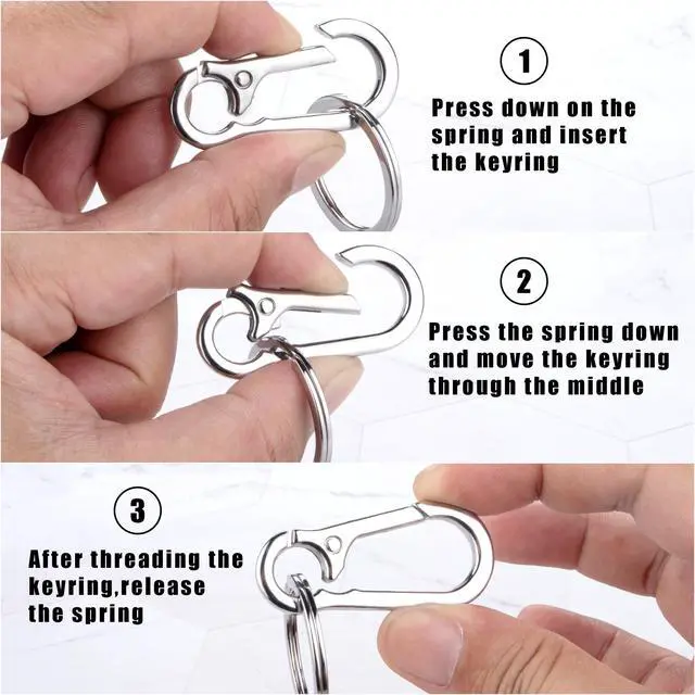 Alt view image 3 of 6 - Metal Keychains Keyring Key Chain Ring Clip Holder Organizer for Home Car Keys Key Finder Women Men (2, Silver Black)