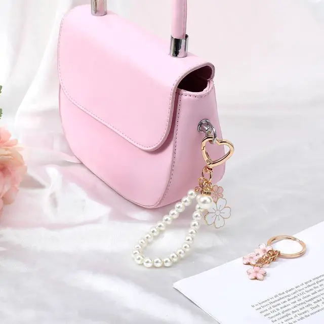 Alt view image 5 of 7 - 2 Pcs Cute Pearl Keychains for Women, Flower Keychain Kit Imitation Pearl Chain Key Chain Golden Car Key Chain Flower Keychain Charm for Girls Purse Bag Accessories