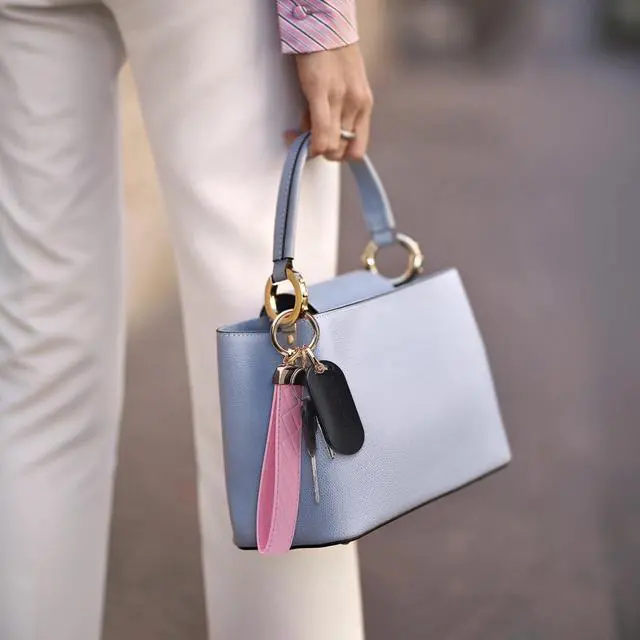 Alt view image 2 of 6 - Leather Wristlet Keychain for Women, Keychain Wristlet Car Key Chain with 2 Key Ring and Anti-Lost D Ring (Pink)