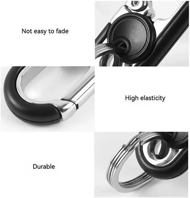 Alt view image 4 of 6 - Men's Car Key Chain 3pcs, Personalized Creative Stainless Steel Car Keychain for Men, Anti-Loss Heavy Duty Metal Key Ring