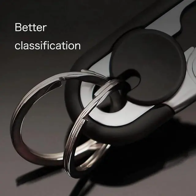 Alt view image 2 of 6 - Men's Car Key Chain 3pcs, Personalized Creative Stainless Steel Car Keychain for Men, Anti-Loss Heavy Duty Metal Key Ring
