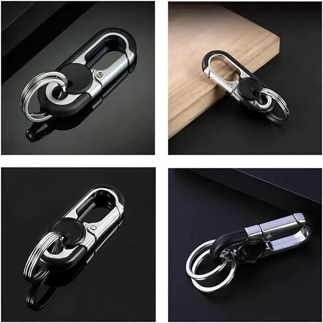 Alt view image 6 of 6 - Men's Car Key Chain 3pcs, Personalized Creative Stainless Steel Car Keychain for Men, Anti-Loss Heavy Duty Metal Key Ring