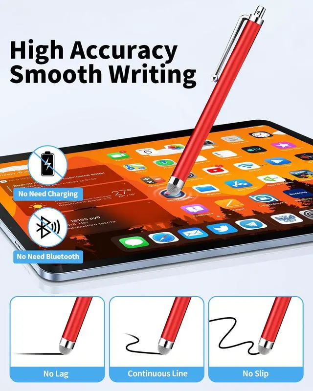 Alt view image 4 of 7 - 15 PCS Stylus Pen for Touchscreen,High Sensitivity Precision Stylus Pen with Durable Fiber Tip,Stylus Compatible for iPad/iPhone/Android Tablets and Touchscreen Devices,10 Colors