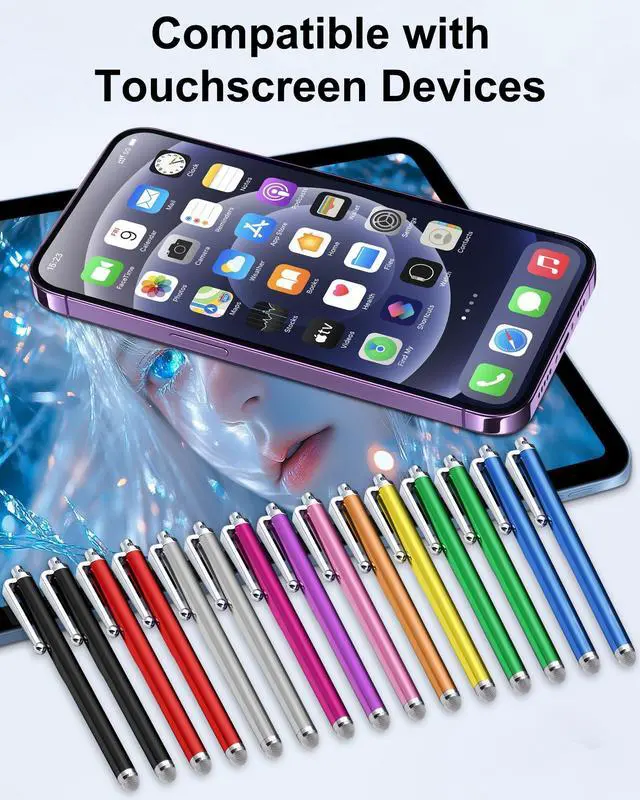 Alt view image 6 of 7 - 15 PCS Stylus Pen for Touchscreen,High Sensitivity Precision Stylus Pen with Durable Fiber Tip,Stylus Compatible for iPad/iPhone/Android Tablets and Touchscreen Devices,10 Colors