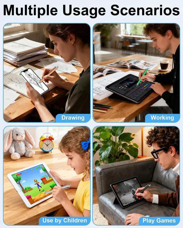 Alt view image 7 of 7 - 15 PCS Stylus Pen for Touchscreen,High Sensitivity Precision Stylus Pen with Durable Fiber Tip,Stylus Compatible for iPad/iPhone/Android Tablets and Touchscreen Devices,10 Colors