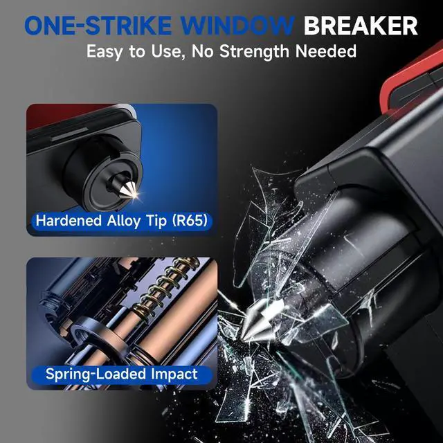 Alt view image 3 of 7 - Window Breaker Seatbelt Cutter, 2-in-1 Car Emergency Tool, Underwater Glass Breaker for Traffic Accidents and Family Rescue - 2 Pack Red