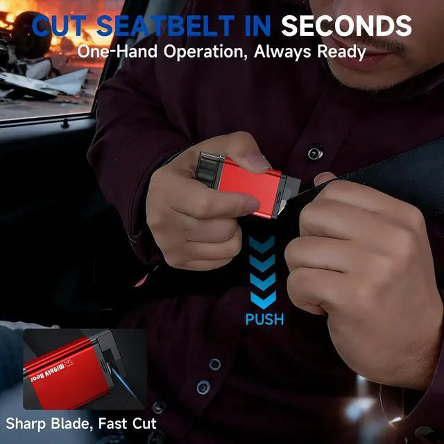 Alt view image 6 of 7 - Window Breaker Seatbelt Cutter, 2-in-1 Car Emergency Tool, Underwater Glass Breaker for Traffic Accidents and Family Rescue - 2 Pack Red