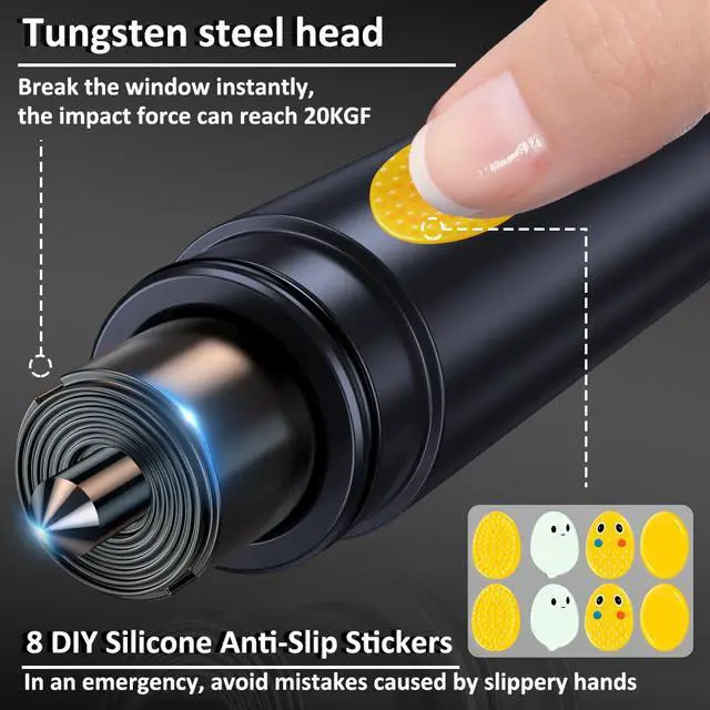 Alt view image 3 of 7 - Safehammer - 2026 Upgraded Safe Hammer Glass Breaker Under Water, Car Hammer Seatbelt Cutter Window Breaker Emergency Escape Tool, Safehammer Glass Breaker for New Cars (3PCS)