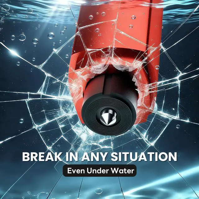 Alt view image 3 of 7 - 4PCS Window Breaker Seatbelt Cutter Car Safety Hammer, 2-in-1 Glass Breaker and Seat Belt Cutter with Test Glass, Underwater Emergency Escape Tool for All Vehicles (Red & Grey)