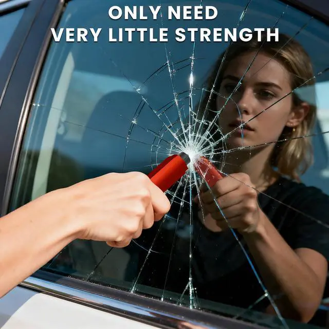 Alt view image 4 of 7 - 4PCS Window Breaker Seatbelt Cutter Car Safety Hammer, 2-in-1 Glass Breaker and Seat Belt Cutter with Test Glass, Underwater Emergency Escape Tool for All Vehicles (Red & Grey)