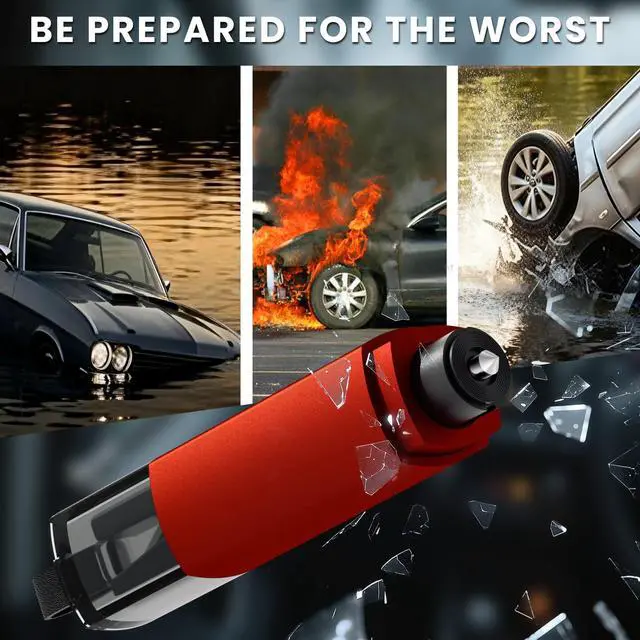 Alt view image 5 of 7 - 4PCS Window Breaker Seatbelt Cutter Car Safety Hammer, 2-in-1 Glass Breaker and Seat Belt Cutter with Test Glass, Underwater Emergency Escape Tool for All Vehicles (Red & Grey)