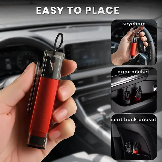 Alt view image 6 of 7 - 4PCS Window Breaker Seatbelt Cutter Car Safety Hammer, 2-in-1 Glass Breaker and Seat Belt Cutter with Test Glass, Underwater Emergency Escape Tool for All Vehicles (Red & Grey)