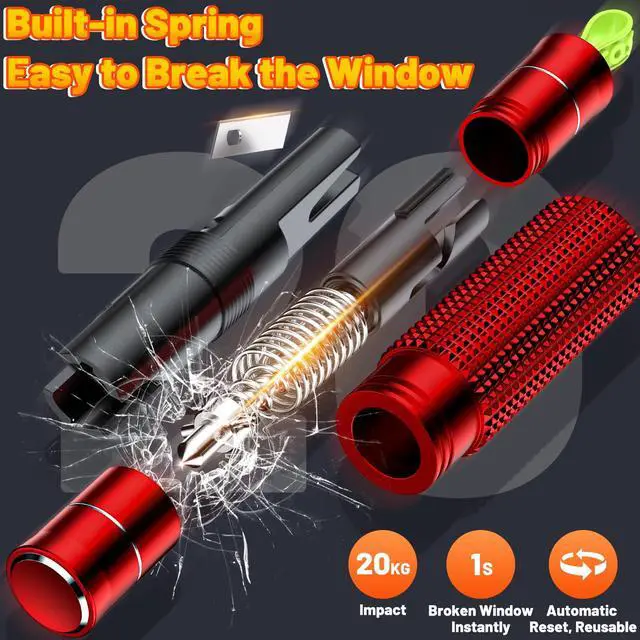 Alt view image 3 of 7 - Safehammer - Upgraded Safe Hammer Glass Breaker Under Water, Car Hammer Seatbelt Cutter Window Breaker Emergency Escape Tool, Safehammer Glass Breaker for New Cars (3PCS Red & Black & Silver)