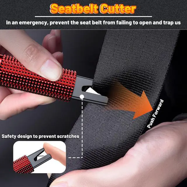 Alt view image 4 of 7 - Safehammer - Upgraded Safe Hammer Glass Breaker Under Water, Car Hammer Seatbelt Cutter Window Breaker Emergency Escape Tool, Safehammer Glass Breaker for New Cars (3PCS Red & Black & Silver)