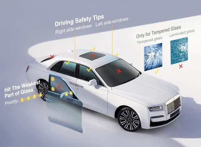 Alt view image 5 of 7 - Window Breaker Seatbelt Cutter, Car Window Breaker, Glass Breaker, Auto Car Escape Tool, 2-in-1 Emergency Glass Hammer, Window Punch Seatbelt Cutter, Life Rescue Tools Kit, 2 Packs