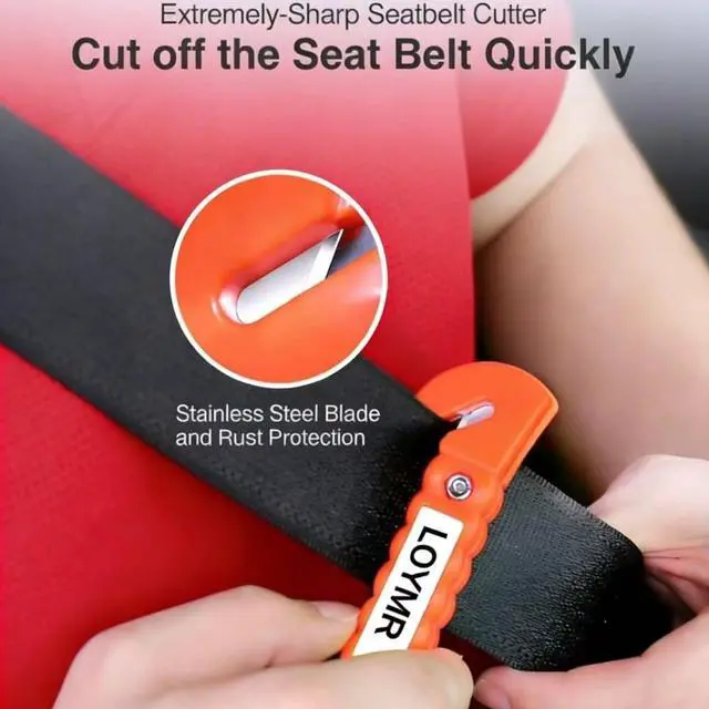 Alt view image 3 of 7 - Car Safety Hammer (2 Pack) - 2-in-1 Emergency Escape Tool with Window Breaker & Seat Belt Cutter for Vehicles, Home & Office