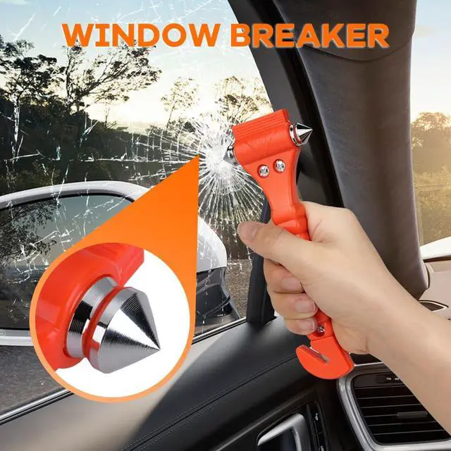 Alt view image 2 of 6 - Car Safety Hammer, Window Glass Hammer Breaker and Seatbelt Cutter, Emergency Automotive Escape Tool, 2-in-1 for Family Rescue, Glow in Dark, Set of 2 (S-02)