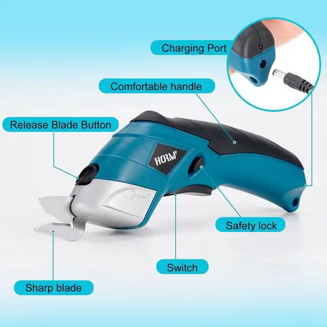 Alt view image 2 of 7 - Cordless Electric Scissors,3.7V Fabric Cutter,Equipped with 2 Blades and 1 Charging line,Electric Cardboard Cutter for Fabrics,Cardboard,Carpets
