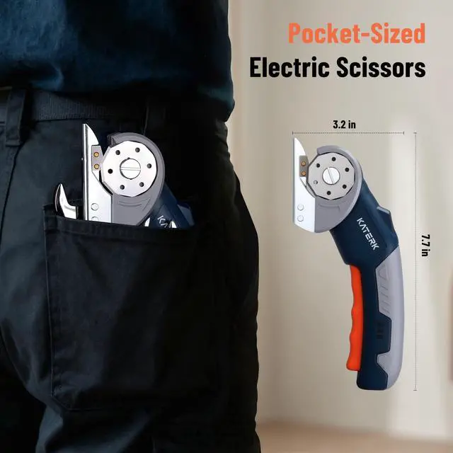 Alt view image 6 of 7 - Electric Box Cutter, Katerk Cordless Electric Scissors with Safety Lock & LED Light, Cardboard Cutter, Ambidextrous Use, Rotary Cutter for Fabric, Leather, Plastic, Crafting