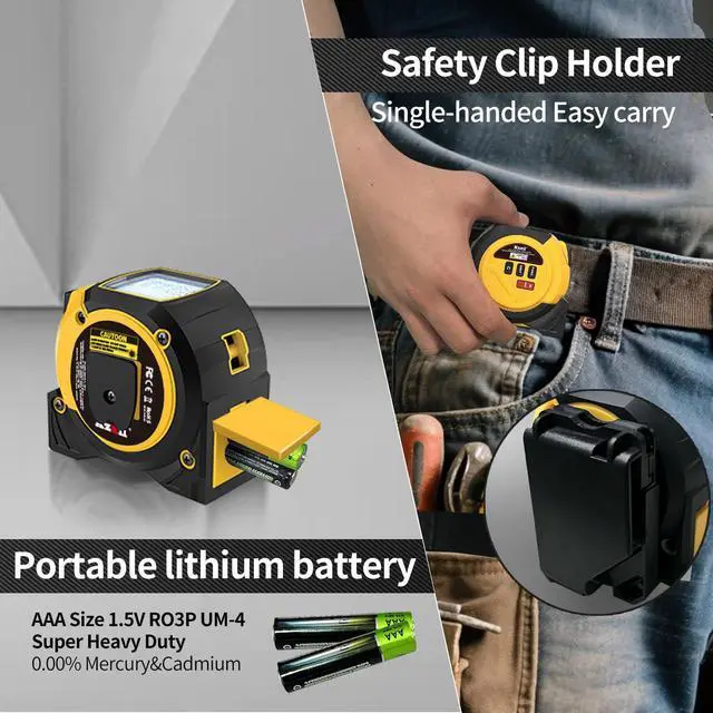 Alt view image 4 of 7 - Laser Tape Measure 3 in 1 Laser Rangefinder Tape Measure 135ft Laser Measuring Tape & 16ft Tape Measure for Pythagorean, Area, Volum, Multi-Unit Conversion (Ft/Ft+in/in)