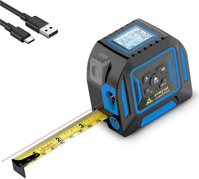 Main image of 2-in-1 Laser Tape Measure, Lytool 130Ft/40m Laser Measurement Tool, 16Ft/5m Measuring Tape, Digital Laser Tape Measure with M/in/Ft/Ft+in Units, LCD Display, Self-Locking Tape, Belt Clip