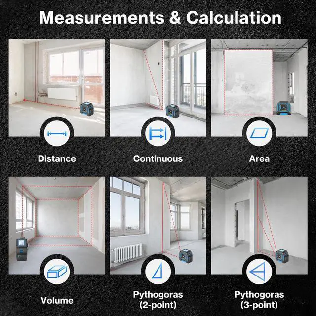 Alt view image 4 of 7 - 2-in-1 Laser Tape Measure, Lytool 130Ft/40m Laser Measurement Tool, 16Ft/5m Measuring Tape, Digital Laser Tape Measure with M/in/Ft/Ft+in Units, LCD Display, Self-Locking Tape, Belt Clip