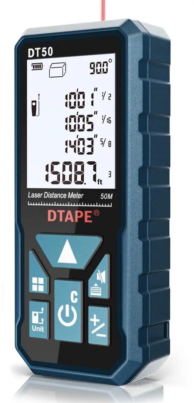 Main image of Laser Measure, 165 Ft Digital Laser Distance Meter, Upgraded High-Accuracy Laser Measuring Tool, Electronic Tape Measure, 2" Backlit LCD Display, Area/Volume/Indirect Measurement, in/Ft/Ft+in/M
