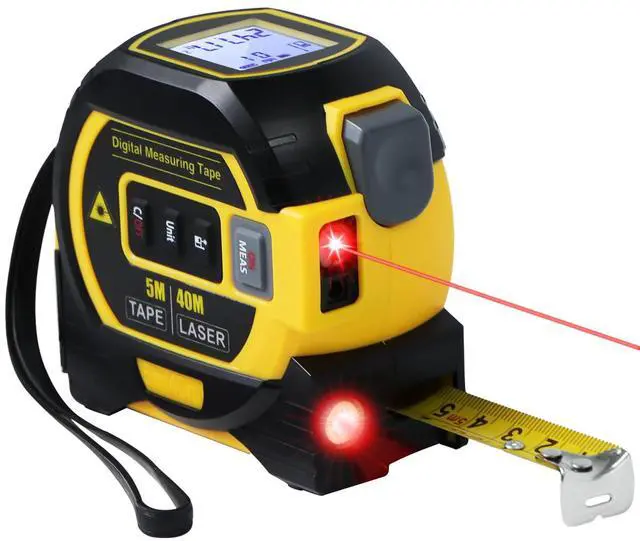 Main image of 3 in 1 Digital Laser Tape Measure | Laser Level Crosshairs | 130ft/40m Laser Distance + 16ft/5m AutoLock Tape | Backlit LCD Display (Ft/Inch/M/mm & Fractions)