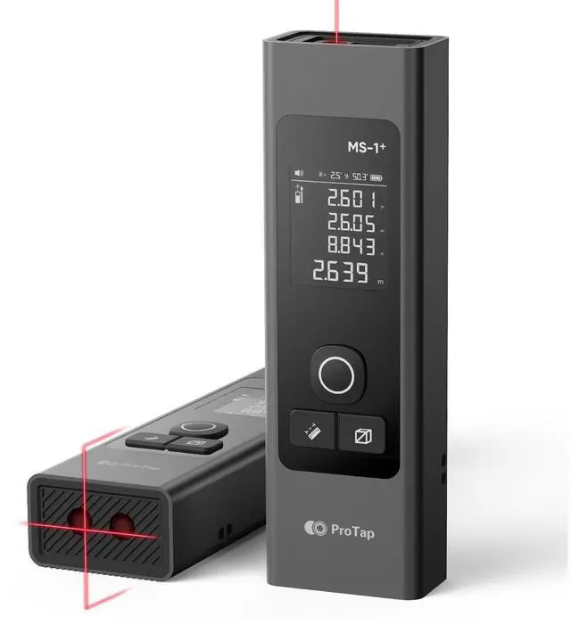 Main image of 2-in-1 Laser Measure & Line Laser 196 FT - Distance Meter with Cross-Line, Laser Level with 3 Lasers Heads, Type-C Rechargeable- Area/Volume/Pythagorean for Construction, Tiling, 1.4" Black LCD