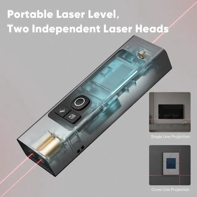 Alt view image 4 of 7 - 2-in-1 Laser Measure & Line Laser 196 FT - Distance Meter with Cross-Line, Laser Level with 3 Lasers Heads, Type-C Rechargeable- Area/Volume/Pythagorean for Construction, Tiling, 1.4" Black LCD