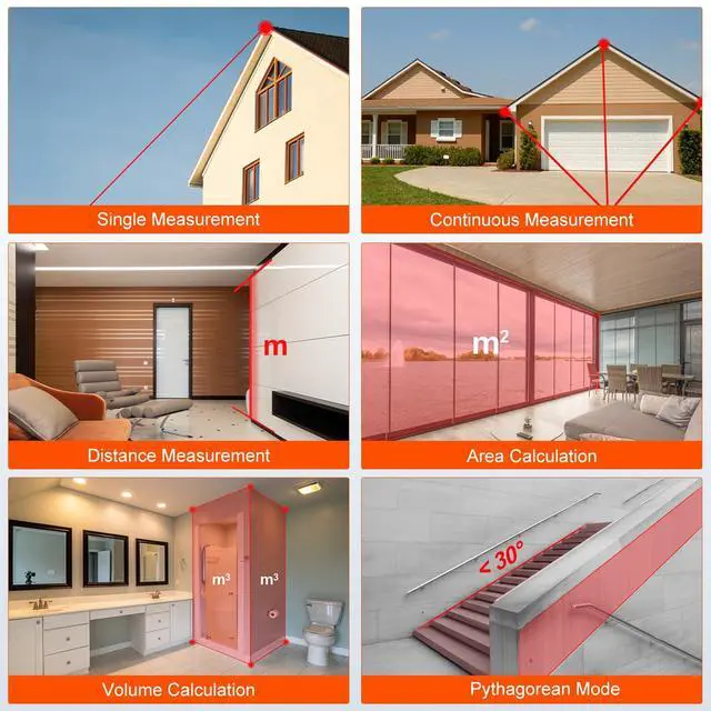 Alt view image 2 of 7 - LT50 Laser Measure, 165ft/50m Laser Measurement Tool, with 2 Bubble Levels, Measuring Tool 4 Units ConversionLCD Backlit Display, IP54 Waterproof, Pythagorean Mode for Distance, Area, Volume