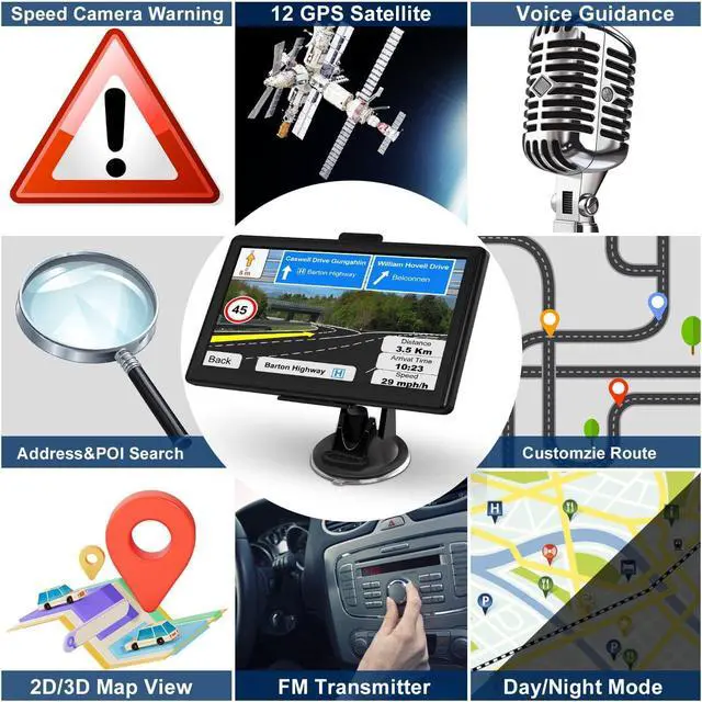 Alt view image 4 of 7 - GPS Navigator for Car with 2026 Latest Maps Free Update, 7 Inch Car GPS Navigation System for Truck Commercial Drivers with POI/Zip Search, Voice Turn Guidance, Speedcam Red Light Alerts, 7 Vehicles