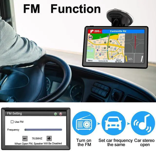 Alt view image 6 of 7 - GPS Navigator for Car with 2026 Latest Maps Free Update, 7 Inch Car GPS Navigation System for Truck Commercial Drivers with POI/Zip Search, Voice Turn Guidance, Speedcam Red Light Alerts, 7 Vehicles