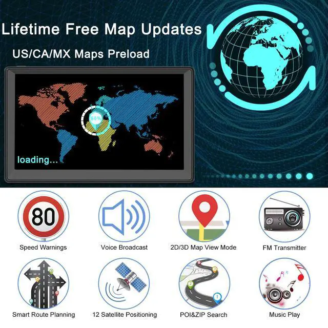 Alt view image 3 of 7 - GPS Navigator for Car, 7" GPS Navigation System for Truck Commercial Drivers 2026 with US/CA/MX Offline Map, Lifetime Free Update, GPS for 7 Vehicles with Voice Drive Guidance, POI/Zip Search, FM
