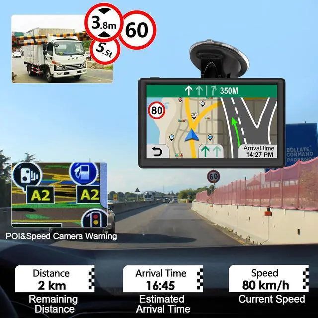 Alt view image 2 of 7 - GPS Navigator for Car with 2026 Maps Lifetime Free Update, 7" Car GPS Navigation System for Vehicles Truck Commercial Drivers with POI/ZIP Search, Support FM, Voice Guidance, Speedcam/Red Light Alerts