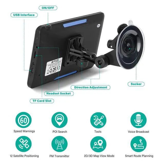 Alt view image 4 of 5 - GPS Navigator for Car Truck RV, 7 Inch Touch Screen GPS for Car with 2026 Maps Free Lifetime Updates, Voice Turn-by-Turn Guidance, Speed Limit & Red Light Camera Alerts, Custom Truck Routing