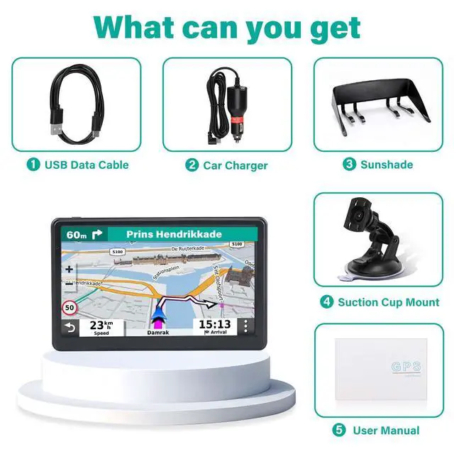 Alt view image 5 of 5 - GPS Navigator for Car Truck RV, 7 Inch Touch Screen GPS for Car with 2026 Maps Free Lifetime Updates, Voice Turn-by-Turn Guidance, Speed Limit & Red Light Camera Alerts, Custom Truck Routing