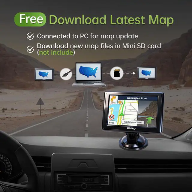 Alt view image 3 of 7 - GPS Navigator for Car, Small Size for Limited Cab, 2026 Offline Map with Free Updates Lifetime, 5-inch Touchscreen, Satallete Navigation, Voice Guidance, Speed & Traffic Alerts, Custom Car Routing