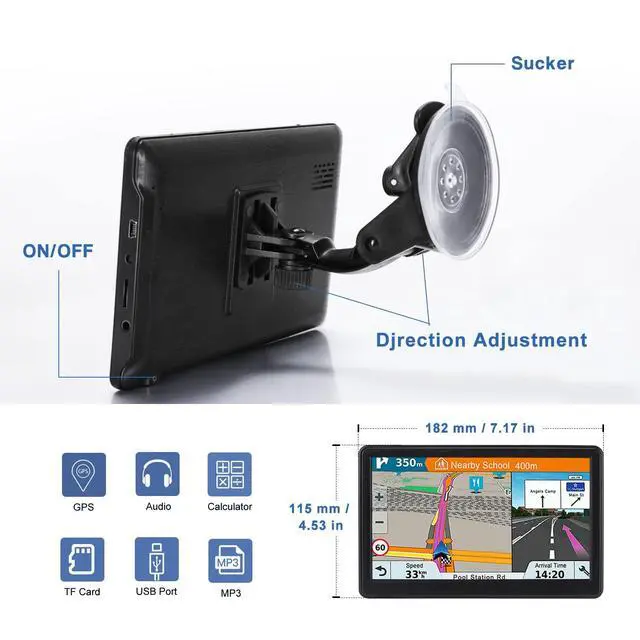 Alt view image 5 of 7 - GPS Navigator for Car Truck RV, 7 Inch GPS Navigation System, 2025 Map with Voice Guidance, Speed Alert, Red Light Warning, Custom Truck Routing, Free Lifetime Updates, Real-Time Directions(Blue)