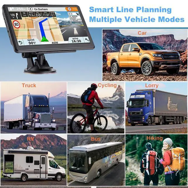 Alt view image 3 of 7 - GPS Navigator for Car, 2026 Map 7 inch Touch Screen Car GPS 256-16GB,Voice Turn Direction Guidance, Support Speed and Red Light Warning, North America Lifetime map Free Update Truck(Black)