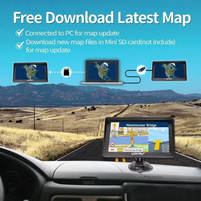 Alt view image 3 of 7 - 7-inch GPS Navigator for Car Truck RV Pickup, 2026 Offline Map with Free Updates Lifetime, Big HD Touchscreen, Satallete Navigation, Voice Guidance, Speed & Traffic Alerts, Custom Truck Routing