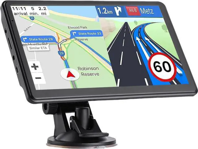 Main image of GPS Navigator for Car Truck RV, Latest 2025 Map, 7 inch Touch Screen Real Voice Spoken Turn-by-Turn Direction Reminding Navigation System for Cars, Vehicle GPS with Speed and Red Light Warning