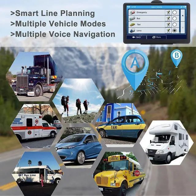 Alt view image 3 of 7 - 7 Inch GPS Navigaton for Car Truck RV, 2025 Latest Map GPS for Car with Free Lifetime Updates, Voice Guidance, Speed Alerts, Custom Routing, HD Touchscreen (Black)