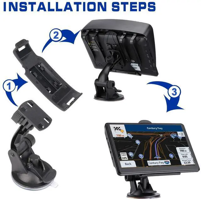 Alt view image 6 of 7 - 7 Inch GPS Navigaton for Car Truck RV, 2025 Latest Map GPS for Car with Free Lifetime Updates, Voice Guidance, Speed Alerts, Custom Routing, HD Touchscreen (Black)