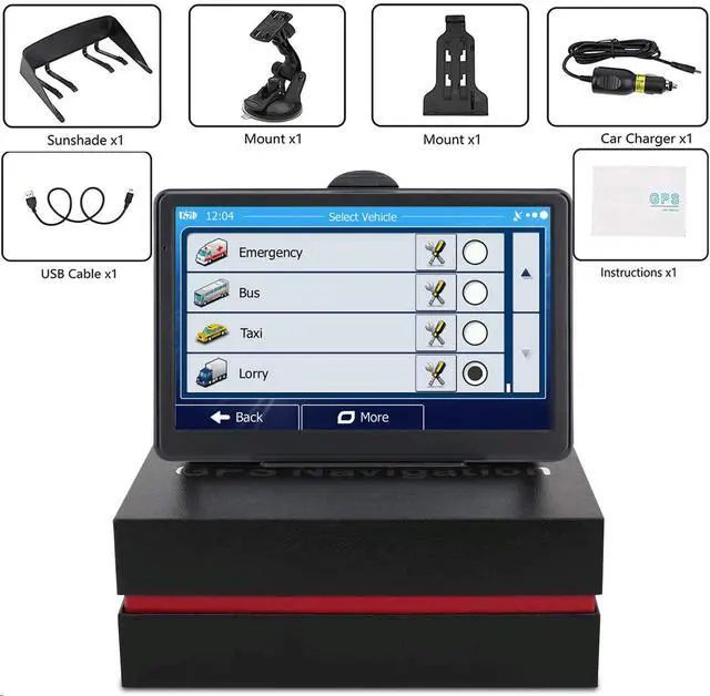 Alt view image 7 of 7 - 7 Inch GPS Navigaton for Car Truck RV, 2025 Latest Map GPS for Car with Free Lifetime Updates, Voice Guidance, Speed Alerts, Custom Routing, HD Touchscreen (Black)