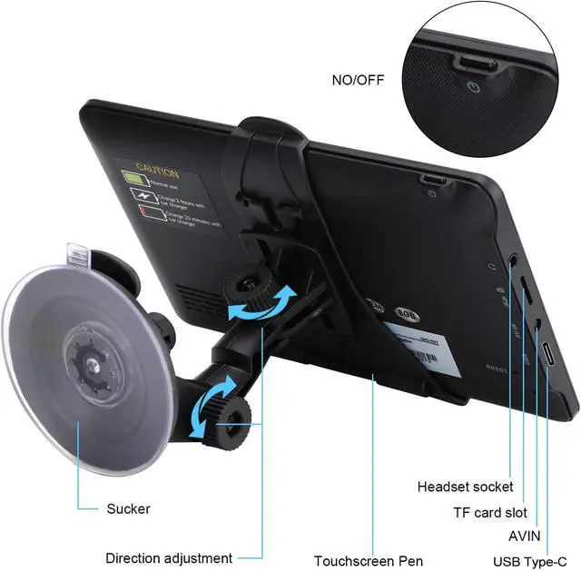 Alt view image 2 of 7 - 7 Inch Car GPS Navigator with 2025 USA Maps, Voice Turn-by-Turn Guidance, Lane Assistance, Speed and Red Light Warning for Vehicles,GPS Satellite Navigator with Free Lifetime Map Update,